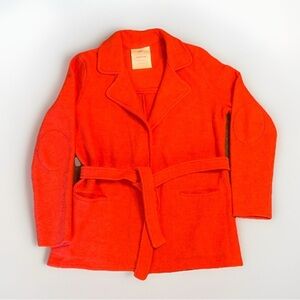 Anthropologie sparrow 100% Wool Coral Knit Belted Blazer sz S